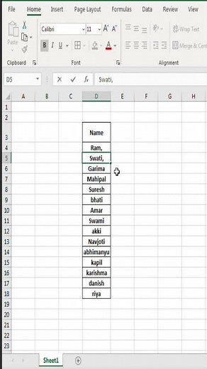 How to Put Comma in columns text values at a time in excel #shorts