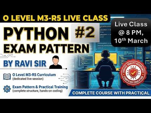 O Level M3-R5 Python Complete Live Course | Theory + Practical + MCQ |Class 2 | #APTINSTITUTE