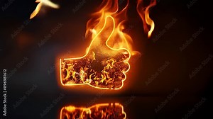 Fiery Thumbs Up Icon - Symbol of Approval and Intensity