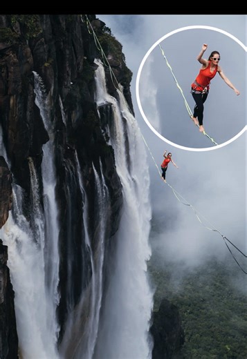 Highest highline over a waterfall: 1,008 m (3,307 ft) above Angel Falls by Lukas Irmler, Antonia Rüede-Passul, Jens Decke, Karl Schrader, Valentin Rapp 🇩🇪 and Rafael Bridi 🇧🇷 who crossed a 148-m-long (485-ft 6-in) slackline. The stunning Angel Falls in Venezuela holds the record for tallest waterfall. The group trekked through the jungle for six days to reach the anchor point where they’d get ready to perform their epic record attempt. #slackline #angelfalls #venezuela