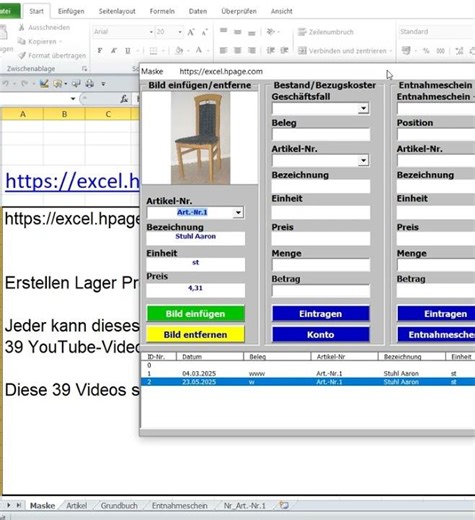 Create warehouse program with images in Excel VBA vvv