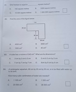 B1. One hectare is equal to  square metres?A. 100 square metre... | Filo