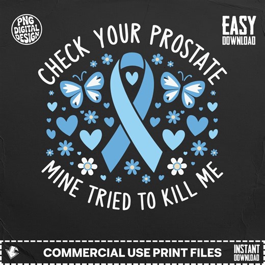 Check Your Prostate Digital Design, Prostate Cancer Awareness PNG, Blue Ribbon Survivor Art, Men's Health, Instant Download - Etsy