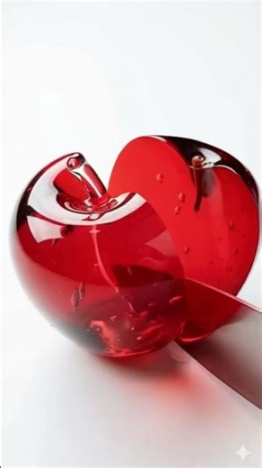 A ruby glass apple that cuts clean instead of shattering. Calm macro ASMR 😌#asmr