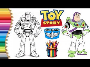 Coloring Buzz LightYear from Disney Pixar Toy Story | Disney Coloring Book Pages| Color Along