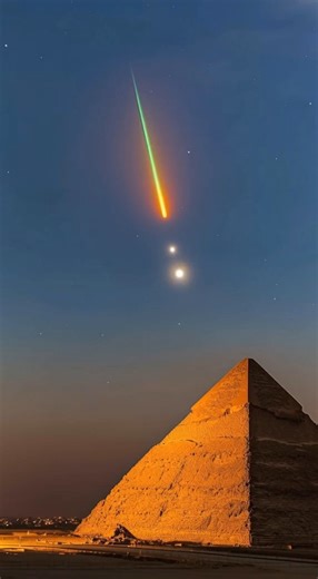 A true once-in-a-lifetime shot. An extremely bright Perseid meteor streaked across the sky over the Great Pyramid of Giza at dawn this morning, with Jupiter and Venus glowing in this picture-perfect cosmic moment. ☄️🛕 | Astronomy Today