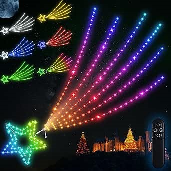 20 Inch Large Star Interstellar Comet Lights with 41 Modes 11 Ft | 217 Flowing LED Christmas Shooting Star Light for House with Remote and Clips for Wall Fence Handrail Waterproof