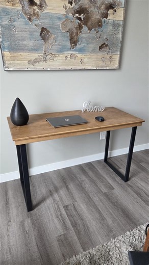 Solid Maple Wood Desk, Industrial Metal Legs, Minimalist Computer Table, Rustic Entryway Furniture. - Etsy