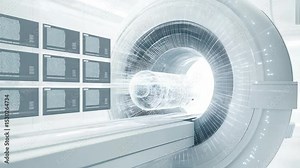 MRI Scanner: A modern MRI scanner, the tool of medical diagnostics, stands ready in a sleek and sterile environment, embodying hope and innovation in healthcare.