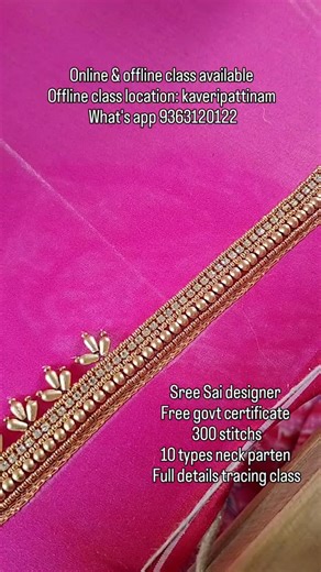 Maha Lakshmi ms on Instagram: "Professional aari work online class available Professional aari offline class location: kaveripattinam What's app 9363120122 Free govt certificate course 300 stitchs Basic to advanced level 10 types neck marking class Full details tracing Free 3 course available Hair clip Patch work 5d work Kids pattu pavada work Born baby frock work Mens shirts work Women kurti work Don't miss it"