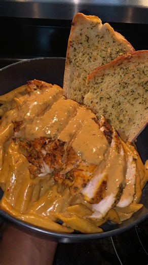 Chicken Vodka Pasta Recipe with Sourdough Garlic Bread