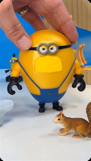 Squirrel Stampede on Instagram: "Despicable ME 4 Mega Minion Dave is one of my favs for speeding across table, as his hunk of mass takes out lots of obstacles. #despicableme #megaminions #minions #megaminiondave @moosetoys"