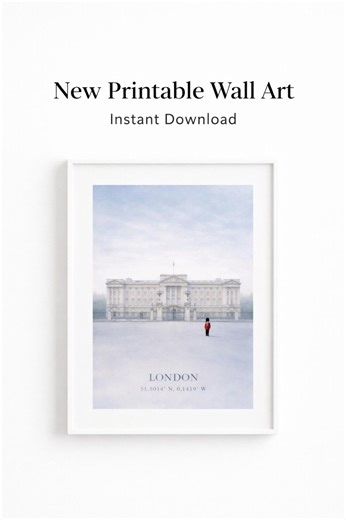 London Buckingham Palace Wall Art Print, Japandi Blue Soft Poster, Minimalist Travel Decor, Printable Download, Instant Download - Etsy