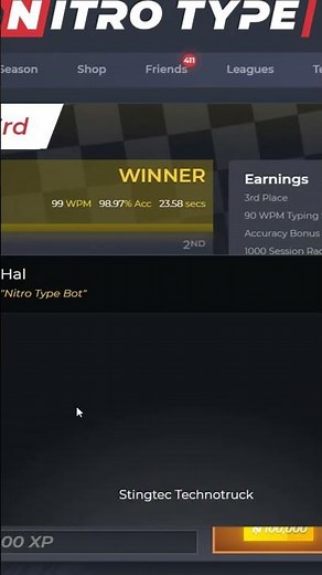 My Biggest Nitro Type Accomplishment SO FAR