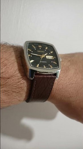 SEIKO Recraft Series SNKP27 Automatic Green Dial Brown Leather Men's 39.5mm Watch 7S26 21 Jewels 50m