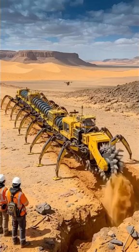 Giant Centipede Machine Digging a Massive Trench