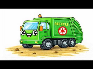 🚛 How to Draw a Garbage Truck | Easy Garbage Truck Drawing for Kids | Step-by-Step Art Tutorial ✏️