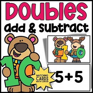 Autumn Doubles Facts Matching Cards | Add & Subtract | 1st Grade Math Center