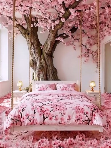 This Sakura Epoxy Bedroom Floor Feels Like Spring Indoors 🌸✨#interiordesig #EpoxyFloor #epoxyresin #epoxy