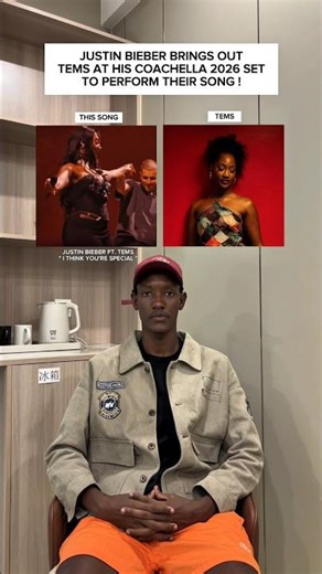 JUSTIN BIEBER BRINGS OUT TEMS AT HIS COACHELLA 2026 SETTO PERFORM THEIR SONG ! #shorts #viral #music