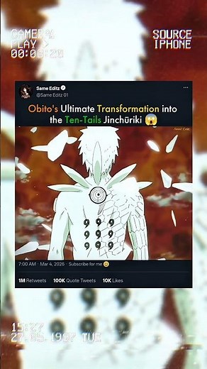 THE MOMENT OBITO BECAME THE TEN-TAILS JINCHŪRIKI! 🔥 #obito #naruto