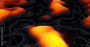 Topographic map background concept. Contour topology map. Visualization of abstract. Valleys and mountains. Geographic concept. Wavy background. Space surface. 3d render. Stock Video