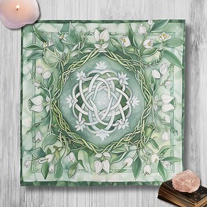 Imbolc Altar Cloth, Celtic Knot Snowdrop Design, Brigid Spring Ritual Cloth, Witchy Wheel of the Year Decor, Wiccan Gift - Etsy