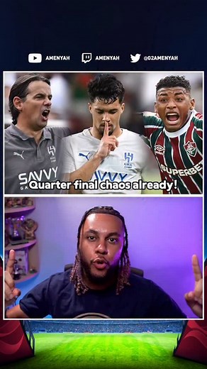 Amenyah on Instagram: "The Underdogs keep BARKING! 😳 Quarter Final shocks already 🇧🇷 #football #amenyah #fluminense #alhilal #leonardo #koulibaly #hercules #martinelli #inzaghi #cwc #clubworldcup #brazil #saudi #chelsea #palmeiras"