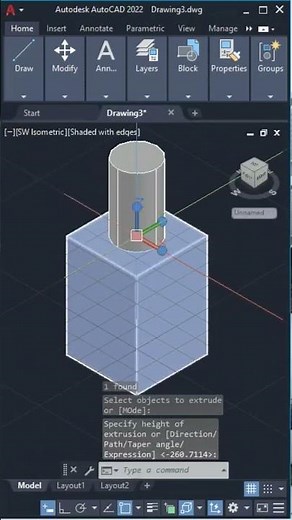 AutoCAD 3D modeling with UCS #shorts