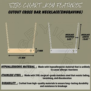 Necklace Size Chart | Cutout Cross Bar Necklace Mockup and Size Chart | Cutout Cross Bar Necklace Size Chart Key Features | Printify Product - Etsy