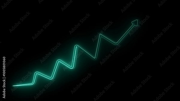 Chevron animation. Arrows loop animation on black background for presentations, directional concepts, business plans, arrow rising transparent channel, business growth arrow and graph chart, 4k video