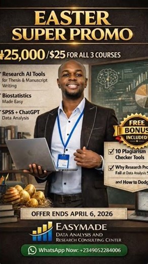 Research Thesis AI Tools Mastering+ Biostatistics Beginners Class+ SPSS Data Analysis Training.