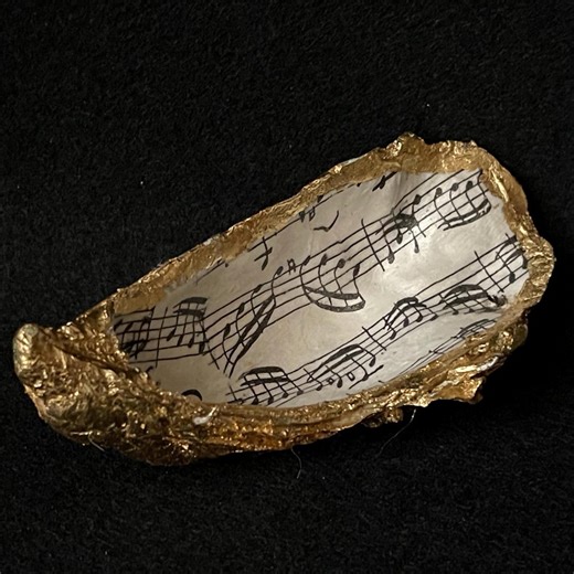 Decoupage Oyster Shell Ring Dish: Gilded Coastal Decor - Etsy