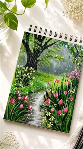 Rain Acrylic Painting | painting for beginners | rain painting | acrylic painting for beginners