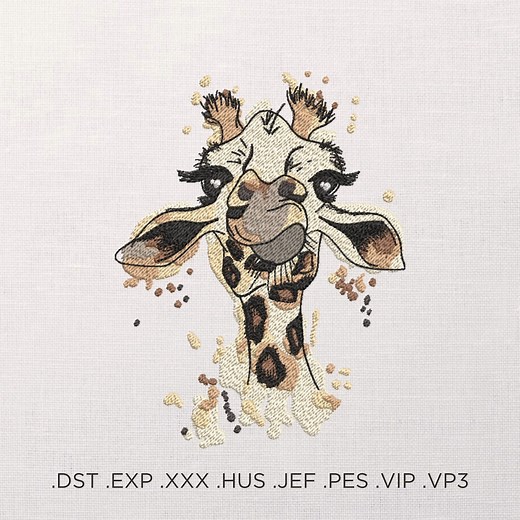 Cute Giraffe Machine Embroidery Design - Giraffe Watercolor Embroidery Files - 6 Sizes - Instant Download - Etsy