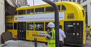 Double-decker bus crashes into building in London