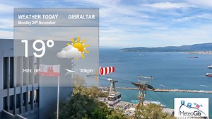 Today's Gibraltar #Weather brought to you in partnership with Argus Gibraltar Monday 24th November Weather: Good Morning, a breezy day of Poniente with high cloud giving hazy sunshine but then increasing low cloud pushing in for the afternoon/ turning cloudier, but it should stay dry. At 7am, the temperature was 15C with humidity 62%, in moderate or fresh Westerly winds - which will pick up and become gustier and strong at Europa Point, with the afternoon High 18 or 19C but feeling colder in tha