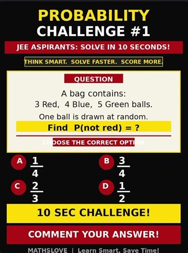 "Probability Challenge #1 | Can You Solve This in 10 Sec? ⚡ | JEE Class 11"