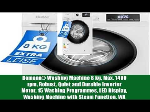 Bomann® Washing Machine 8 kg, Max. 1400 rpm, Robust, Quiet and Durable Inverter Motor, 15 Washing