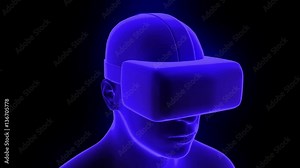 VR virtual reality headset hologram futuristic animation hmd game tech loop 4k