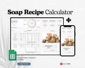 Soap Recipe Calculator, Soap Template, Soap Business Template Google Sheets, Soap Cost Calculator, Soap Making, Recipe Cost Calculator - Etsy