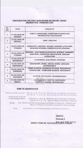 PLUS ONE MODEL EXAM TIME TABLE 2025#Plus one #exam