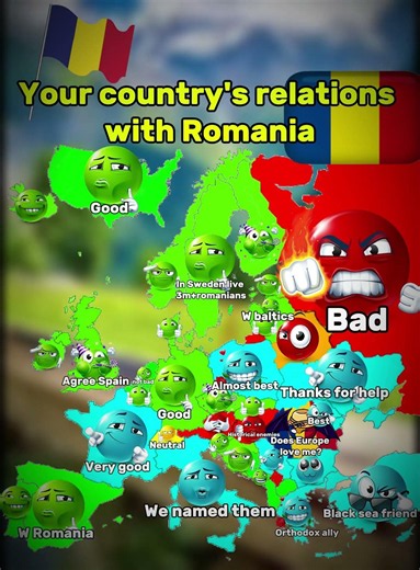 Your country's relations with Romania #romania #europe#map #mapping