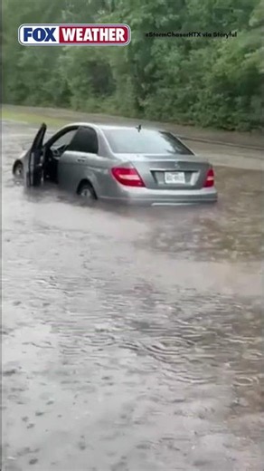 Watch: Torrential Rain Causes Flash Flooding in The Woodlands, Texas, Stranding Driver