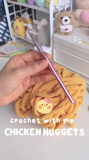 Tutorial on my YT Monua DIY （＾_＾）#crochet #amigurumi #crochetforbeginners #beginner #tutorial #diy #chicken #chickennuggets #nuggets #crochetfood #food #plushies #toys