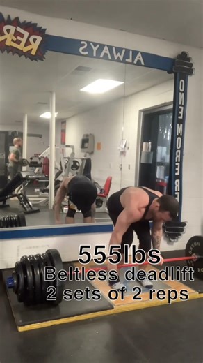 555lb beltless deadlift 2 sets of 2 reps #shorts #fitness #gym #gymlife #bodybuilding #powerlifting