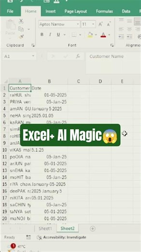 AI Cleaned This Excel Data in Seconds 😳 #excel #reels