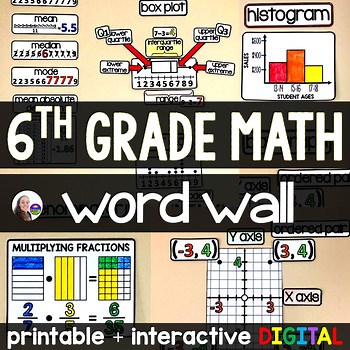 6th Grade Math Word Wall | 6th Grade Math Classroom Vocabulary