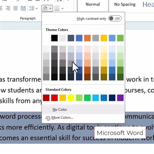 Microsoft Word Paragraph Shading