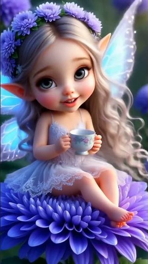 Magical Fairy Tea Time 🍵✨ | Enchanting Cute Fairy Sitting on a Flower | Fantasy AI Art Animation